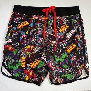Marvel Hot Topic All Over Superhero Print Board Shorts Youth / Boys Size M (16)